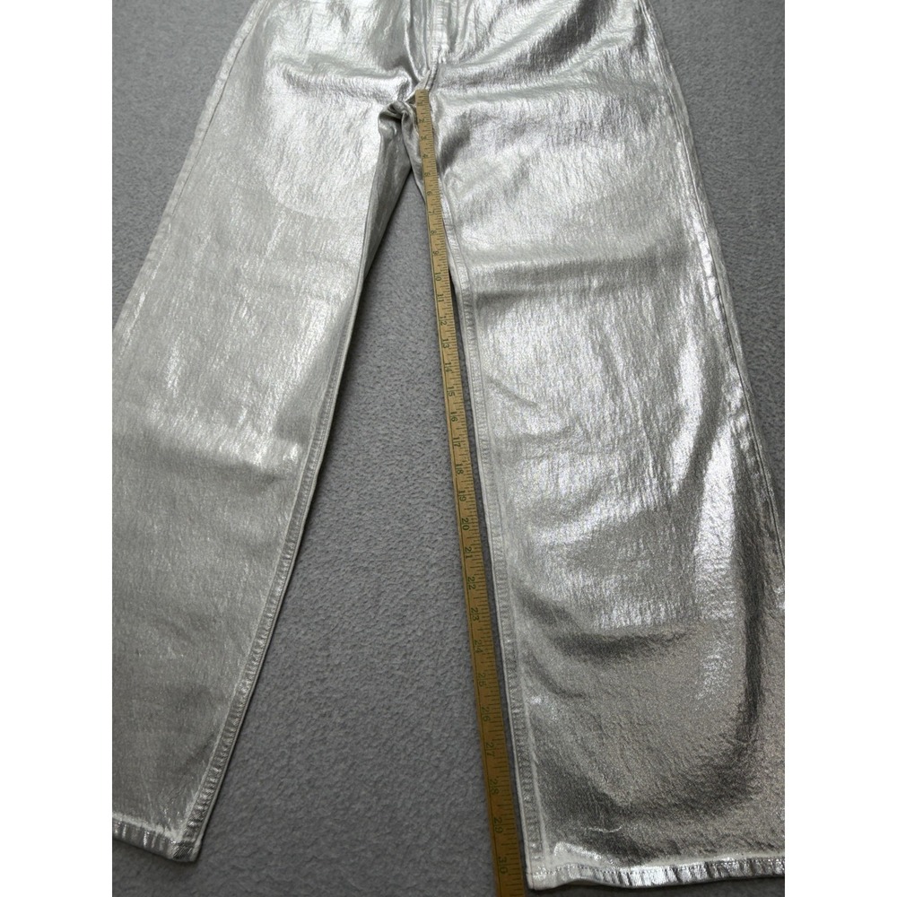 Abercrombie & Fitch 90s Relaxed High Rise Jeans Womens 31 12R Silver Metallic - Picture 9 of 15